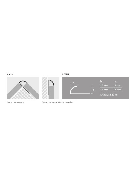Guardacanto Arco Cromo Mate 10 mm X 2,5M (1383)